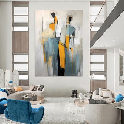 “Silhouette Duet: Abstract Figures in Color” - Modernist Figurative Acrylic on Canvas CT1880