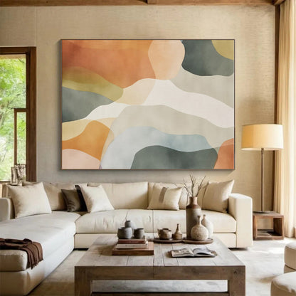 Soft Colorful Wavy Shapes, “Pastel Rhythms” - Abstract Organic Acrylic Painting CT0761