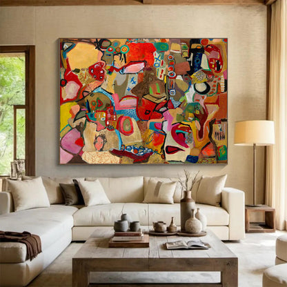 Colorful Abstract Composition - Abstract Expressionist Painting On Canvas DLZ240