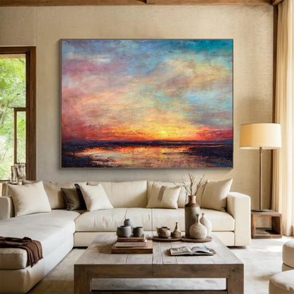 “Vibrant Colorful Sunset Sky” - Expressive Landscape Painting On Canvas DKH776