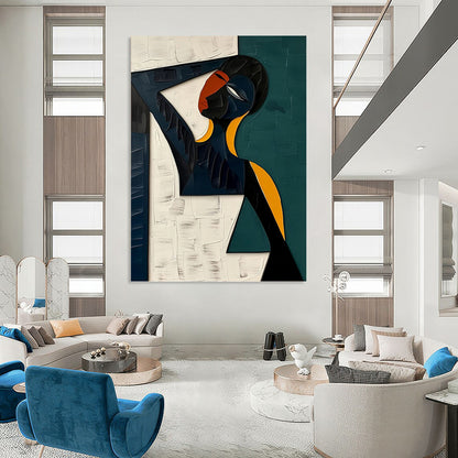 Cubist - Style Figure in Bold Colors - Figurative Painting On Canvas DKH1466