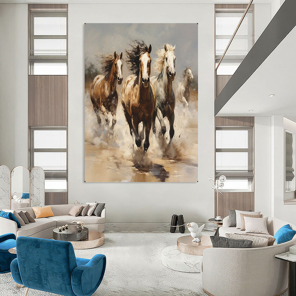 “Galloping Horses in Motion” – Dynamic Animal Oil Painting On Canvas CT2131