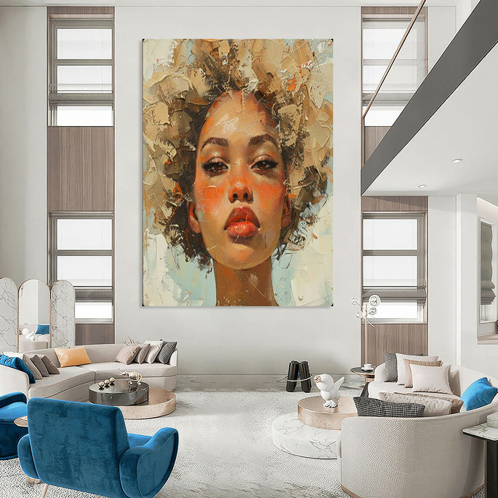 “Textured Afro - Centric Portrait” – Impasto Oil Painting On Canvas CT2160