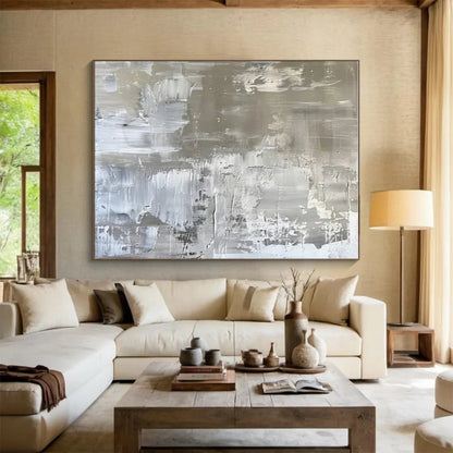 “Gray - White Abstract Textures” ，Abstract Acrylic Painting CT0852