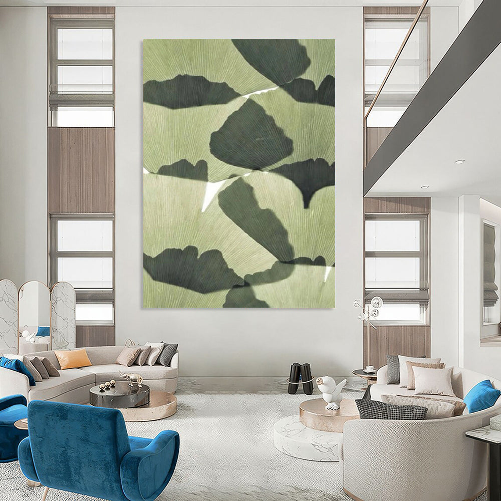 “Ginkgo Leaf Shadows” - Nature - Inspired Abstract Painting On Canvas DKH1070