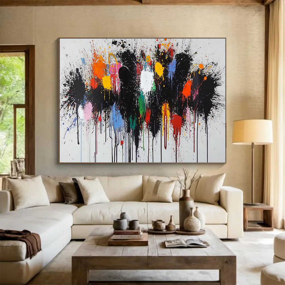 Vibrant Splatter Abstract - Action Painting On Canvas DLZ193