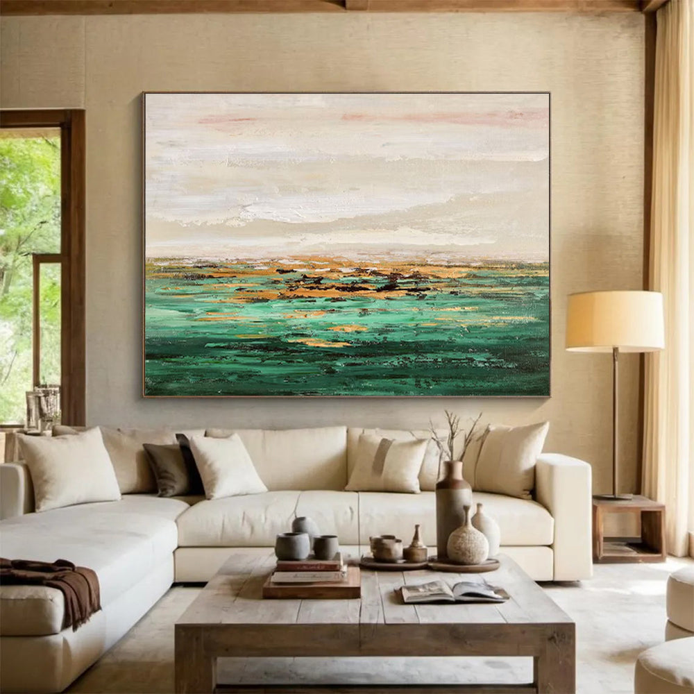 Ethereal Coastal Reprise - Abstract Seascape Painting On Canvas DKH648