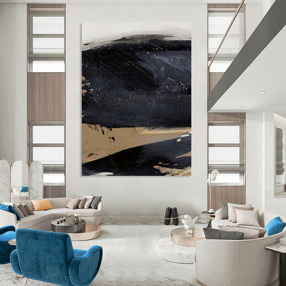 “Dark Abstract Terrain” - Black and Brown Abstract Painting On Canvas DTP203