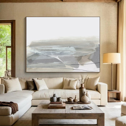 “Minimalist Gray Landscape” Abstract Watercolor - style Painting On Canvas DLZ130