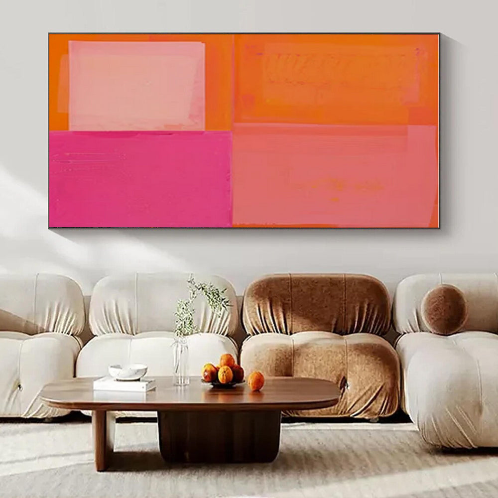 Orange & Pink Textured Squares - "Sunset Squares" - Abstract Textured Painting CT1481
