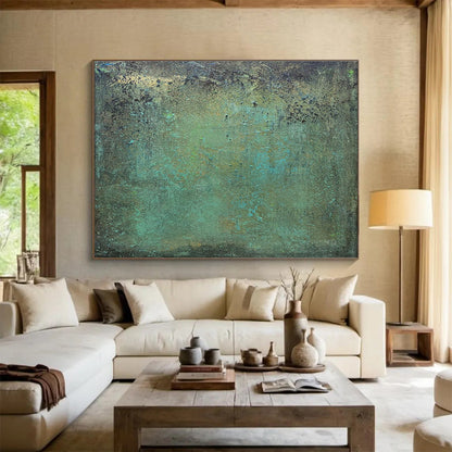 Teal and Brown Textured Canvas - Abstract Impasto Painting On Canvas DKH600