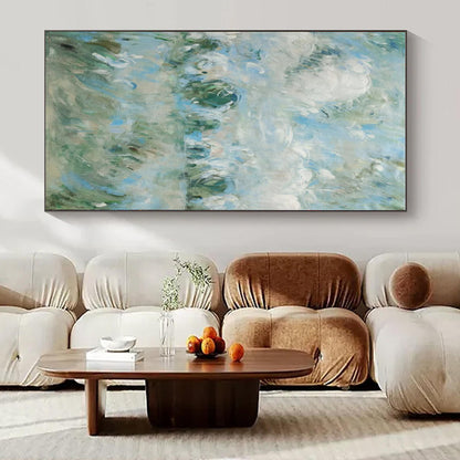 Soft Blues, Greens & Whites, Blurry Landscapes - "Misty Meadows" - Impressionistic Oil Painting CT1439