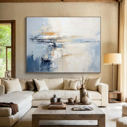 “Muted Tones Abstract Horizon” Minimalist Seascape Painting On Canvas DLZ090