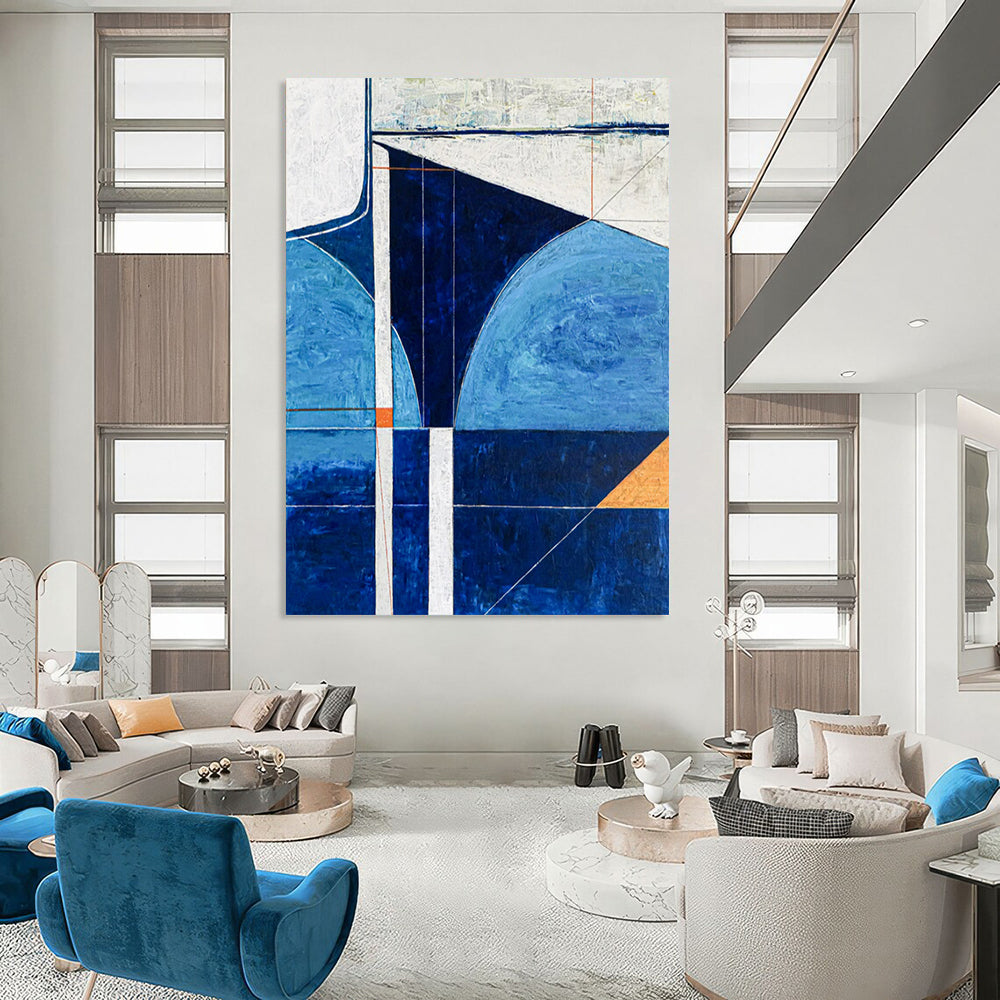 “Blue Geometric Abstract” - Abstract Painting CT2372