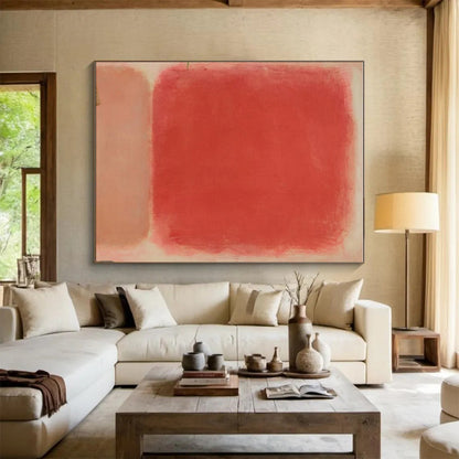 “Soft Red Square” ，Color - Field Abstract Acrylic Art CT0895