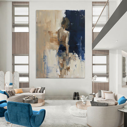 Neutral Tones, Figural Abstraction - "Nude in Haze" - Abstract Figurative Painting CT1830