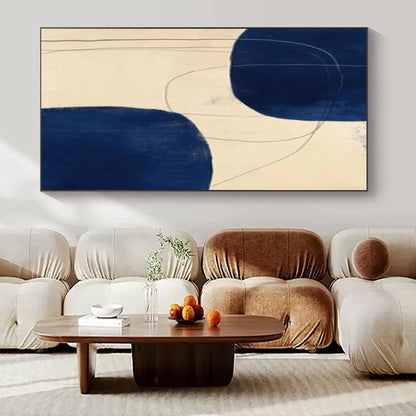 “Deep Blue Shapes with Graceful Lines” – Abstract Minimalist Painting CT1062