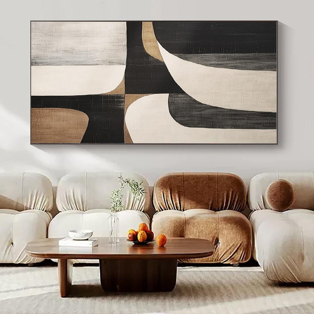 Neutral Curved Geometrics - Abstract Geometric Acrylic Painting CT1372