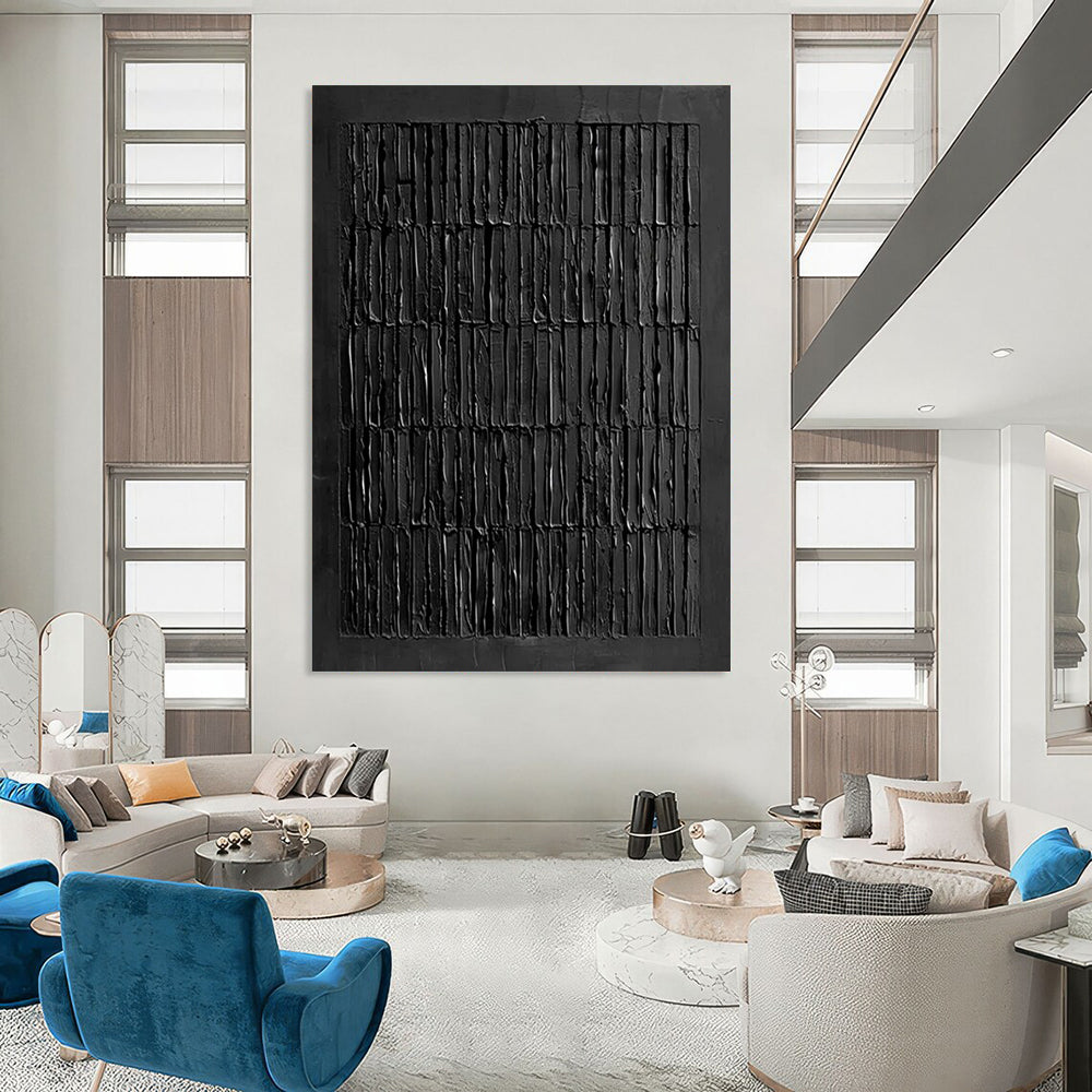 “Monochromatic Black Vertical Abstract” - Abstract Painting CT2364