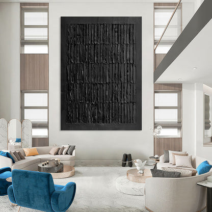 “Monochromatic Black Vertical Abstract” - Abstract Painting CT2364