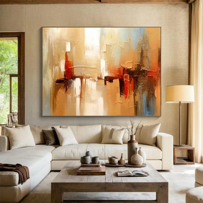 Warm Toned Urban Abstract Painting On Canvas DKH278