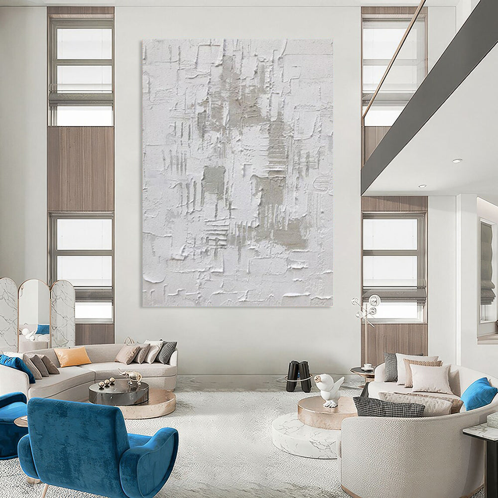 “Textured White Minimalism” - Subtle Abstract Painting On Canvas DKH1063