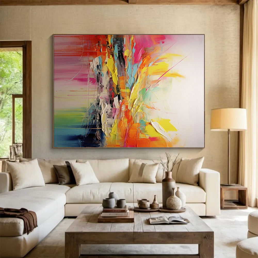 “Explosive Color Bursts, Dynamic Abstract Shapes” - “Color Eruption”，Abstract Acrylic Painting CT0695