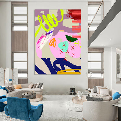 Neon, Pink, Purple, Bold Strokes - "Neon Doodle Dream" - Abstract Expressionist Painting CT1842