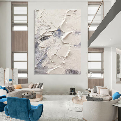 White & Gray Textured Layers - Abstract Textured Painting On Canvas DKH1258