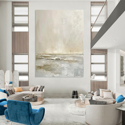 “Neutral Textured Seascape” - Abstract Painting On Canvas CT2360