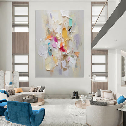 “Pastel Impasto Burst” - Multicolor Textured Painting On Canvas DKH0973