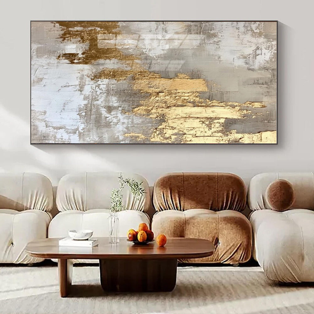 Grey - Gold Textured Abstract - Abstract Impasto Acrylic CT1275