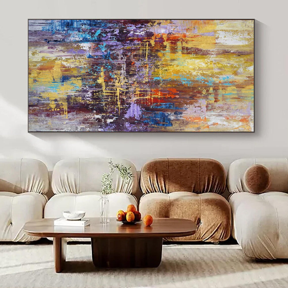 “Golden - Hued Urban Abstract” ，Abstract Cityscape Acrylic Painting CT0924