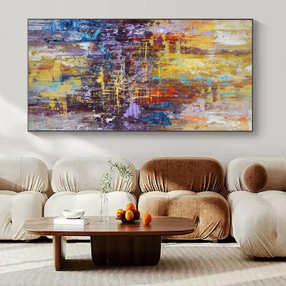 “Golden - Hued Urban Abstract” ，Abstract Cityscape Acrylic Painting CT0924