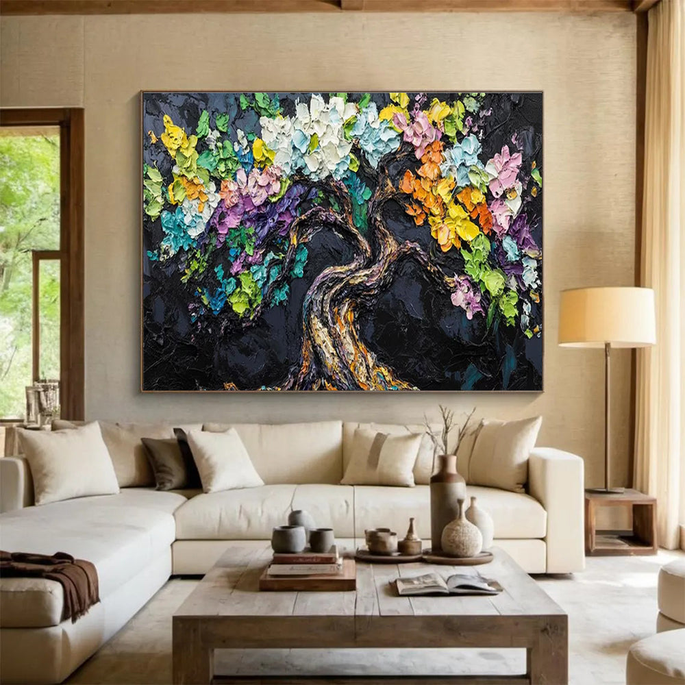 “Colorful Tree of Life” - Symbolic Impasto Painting On Canvas DKH825