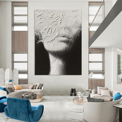 “Textured Veil” - Abstract Monochrome Plaster - Effect Art on Canvas CT1871