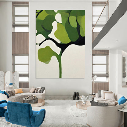 Green & White Botanical Shapes - Minimalist Plant - Inspired Painting On Canvas CT2254