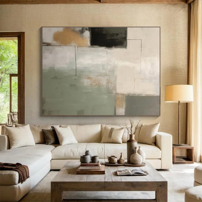 Geometric Neutral Abstract Painting On Canvas DKH328