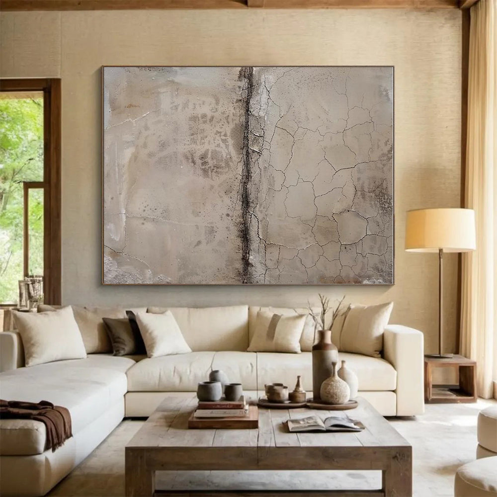 “Earthy Tones, Cracked Textures” - “Time’s Embrace”，Mixed - Media Textured Painting CT0703