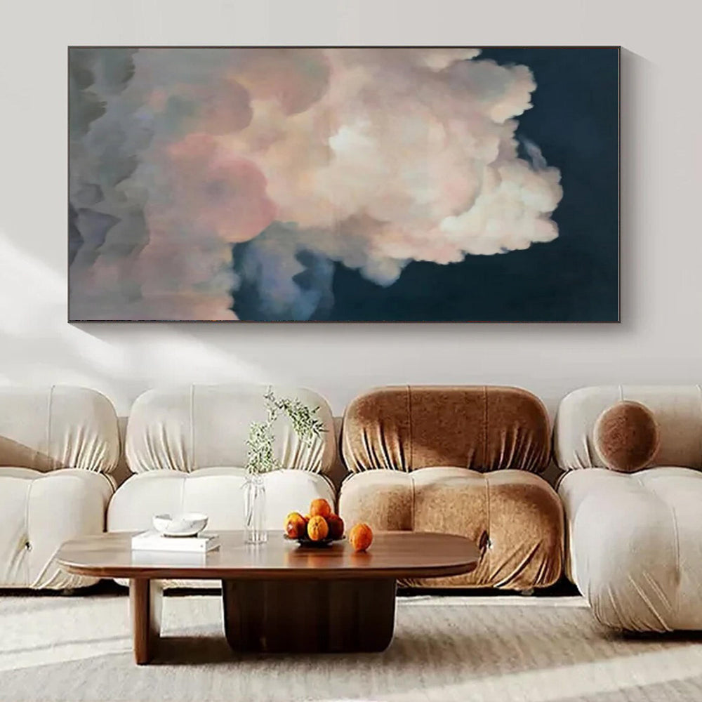 Pink - Clouds on Dark Sky - Realistic - style Cloud Painting CT1423
