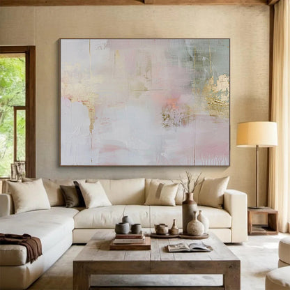 “Pastel & Gold Elegance” Abstract Acrylic Painting On Canvas DKH484