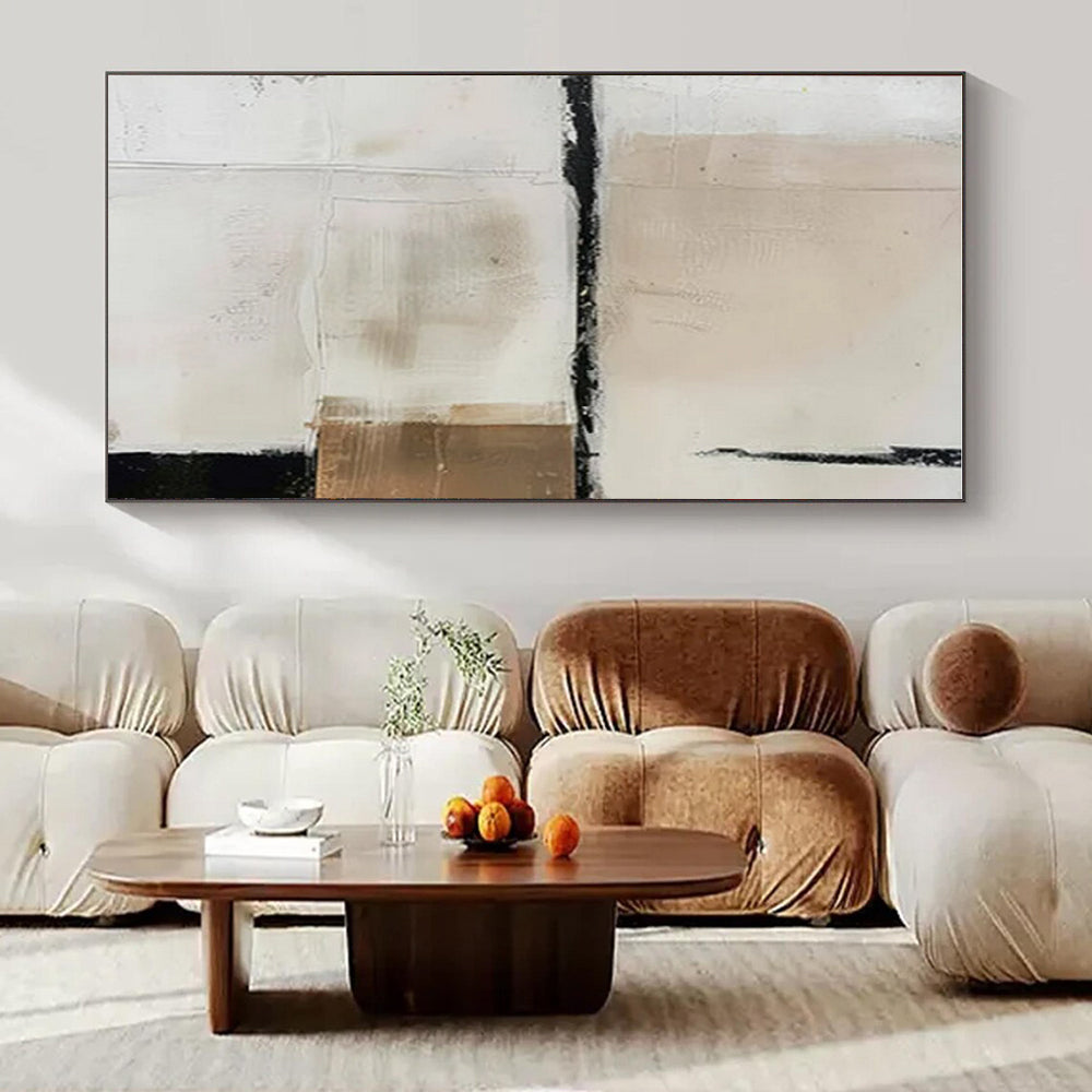 Beige & Black Textured Blocks - "Subtle Structure" - Abstract Textured Painting CT1475