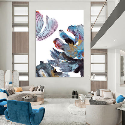 “Gold - Accented Floral Abstract” - Colorful Floral Abstract with Gold Details Painting On Canvas DTP199