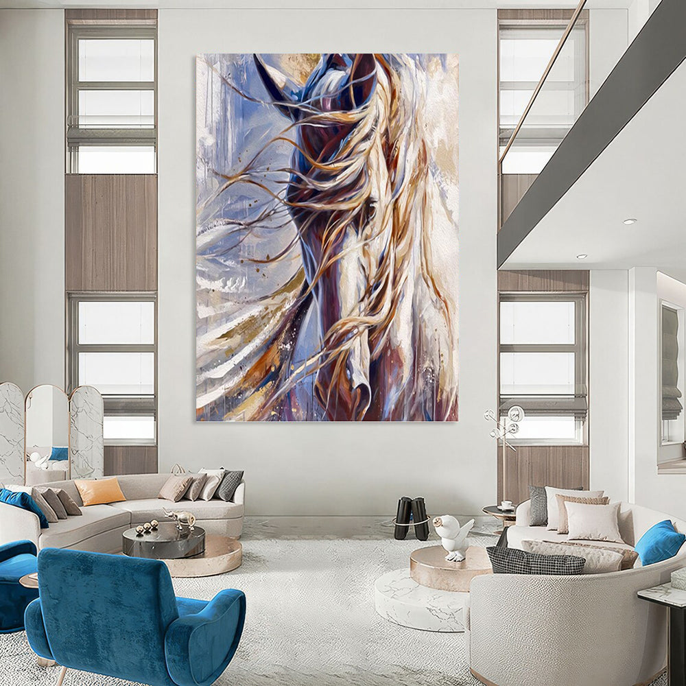 “Wild - Mane Horse” - Dynamic Equine Oil Painting On Canvas DKH1653