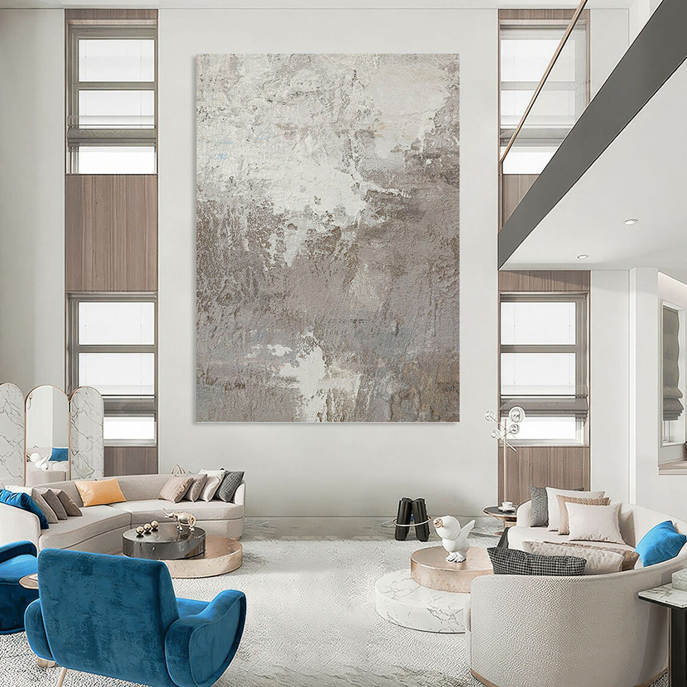 Textured Gray and White Abstract - Abstract Painting On Canvas DKH1500