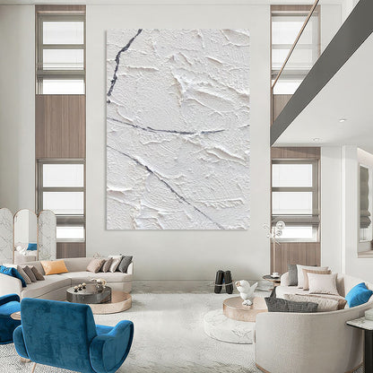 “White Plaster - Like Textures” - Minimalist Abstract Painting On Canvas DKH1673