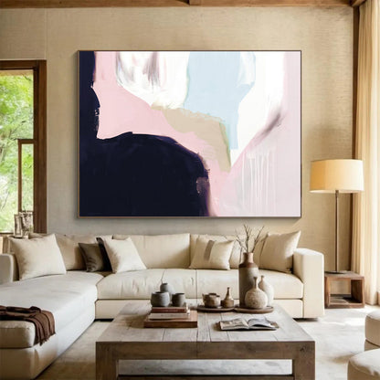 “Soft Pastel Shapes” Minimalist Abstract Painting On Canvas DLZ132