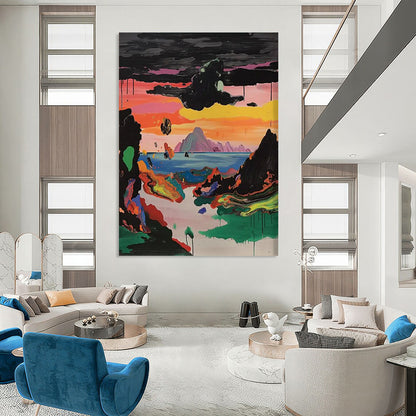 “Surreal Colorful Landscape” - Psychedelic - Inspired Abstract Painting On Canvas DTP107