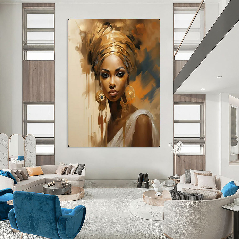 “Golden - Themed Portrait” – Impressionistic Oil Painting On Canvas CT2159