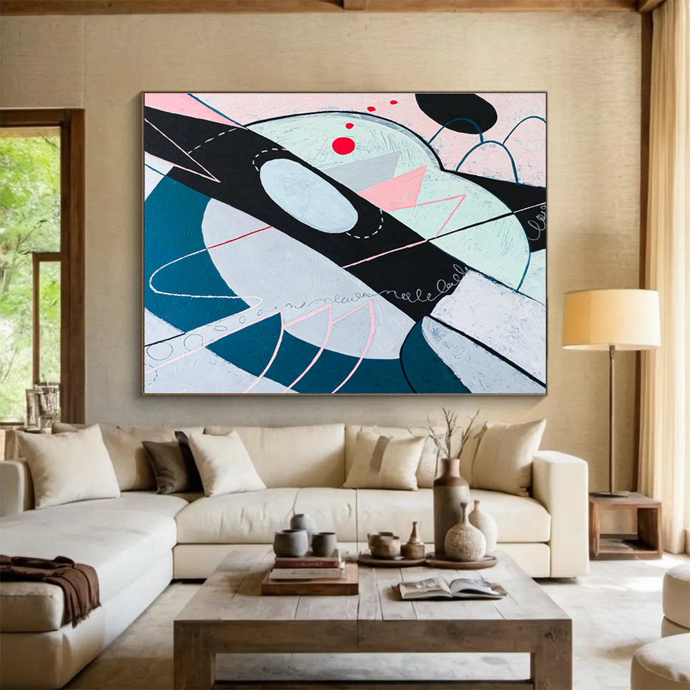 “Pastel Geometric Dreamscape” Abstract Acrylic Painting On Canvas DKH549